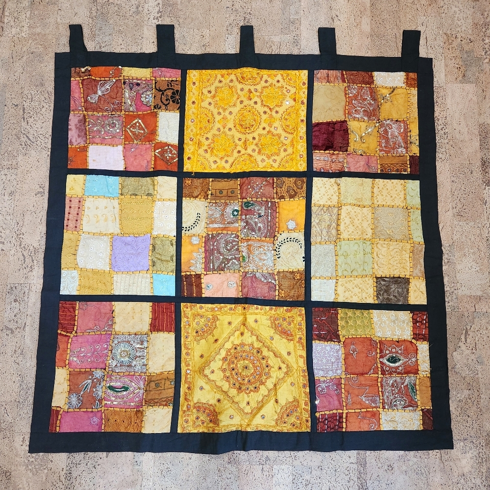 Vintage Pier 1 Sari Tapestry Wall Hanging Made In India